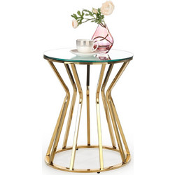 PoliHome Gold S mini Βοηθητικό Τραπεζάκι Σαλονιού Ξύλινο με Μεταλλική Βάση 162394949