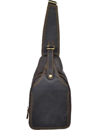Leather 100 Δερμάτινη Ανδρική Τσάντα Στήθους Σοκολατί 34-BAG-10122