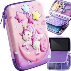AriaTrade Unicorn 3D Κασετίνα με 2 Θήκες Ροζ Μωβ 24510