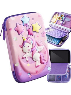 AriaTrade Unicorn 3D Κασετίνα με 2 Θήκες Ροζ Μωβ 24510