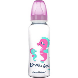 Canpol Βabies Love & Sea Πλαστικό Μπιμπερό με Θηλή Σιλικόνης 12m+ Pink 250ml