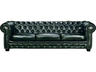 Woodwell CHESTERFIELD Τετραθέσιος Καναπές Δερμάτινος Μαύρος 241x92x74cm Ε9574,43