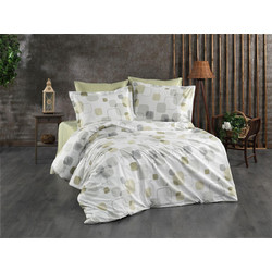 Dimcol Σετ Σεντόνια Μονά Βαμβακερά 160x240 Μελίνα 708 White Olive