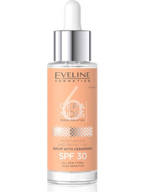 Eveline Cosmetics 6 Ceramides Αντιγηραντικό Ενυδατικό Serum Προσώπου για Λάμψη με Ceramides & Αλόη SPF30 30ml