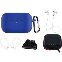Hurtel Σετ Θήκη Σιλικόνης με Γάντζο για Apple AirPods Pro 1 / 2 Μπλε
