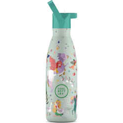 Cool Bottles Πριγκίπισσες Παιδικό Παγούρι Θερμός Ανοξείδωτο BPA Free με Καλαμάκι Πράσινο Mint 350ml