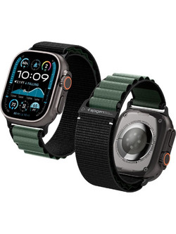 Spigen WBF1 Λουράκι Υφασμάτινο Black / Green (Apple Watch 44 / 45 / 46 / 49mm)