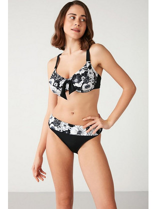 Kom Bikini Set Floral Μαύρο Λευκό 1M13MBKY231.079