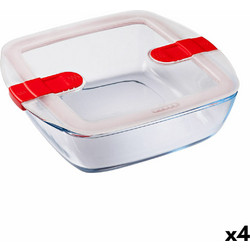 Pyrex Cook & Heat Δοχεία Φαγητού Γυάλινα Κατάλληλα για Φούρνο Μικροκυμάτων 2.2lt Διαφανή Λευκά 4τμχ