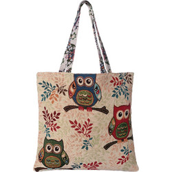Silk Fashion Owl 1 Υφασμάτινη Τσάντα Θαλάσσης Ώμου Πολύχρωμη 45x45cm