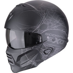 Scorpion EXO-Combat II Spiderweb Matt Black Silver Κράνος Μηχανής Crossover / Modular
