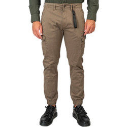 Double Ανδρικό Παντελόνι Cargo Joggers Ελαστικό Slim Εφαρμογή Καφέ CCP-4066