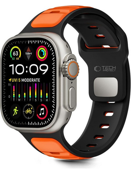 Tech-Protect IconBand Line Λουράκι Σιλικόνης Black / Orange (Apple Watch 42 / 44 / 45 / 49mm)