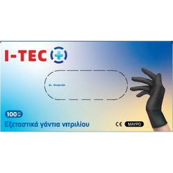 I-Tec Εξεταστικά Γάντια Νιτριλίου Xωρίς Πούδρα Μαύρα 100τμχ