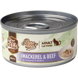 FISI Pure Meat Adult with Mackerel & Beef in Broth 80gr