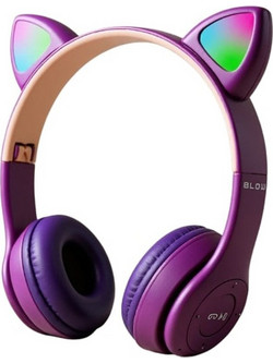 Blow 32-827 Cat Ear Ασύρματα Bluetooth Ακουστικά On Ear Μωβ Χρυσά