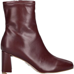 Steve Madden Γυναικεία Μποτάκια Αστραγάλου Δερμάτινα Μπορντό με Χοντρό Ψηλό Τακούνι 11003498-DYQ