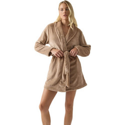Minerva Γυναικεία Ρόμπα Χειμωνιάτικη Fleece Μπεζ 96-52701-103