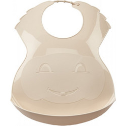 Thermobaby Αδιάβροχη Σαλιάρα Πλαστική με Κουμπί & Τσέπη Μπεζ