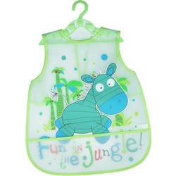Figlio Bino Fun In The Jungle Αδιάβροχη Σαλιάρα Ποδιά Πλαστική με Κορδόνι & Τσέπη Πράσινη
