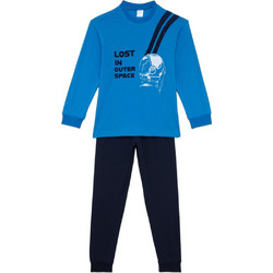 Pretty Baby Παιδική Πιτζάμα Βαμβακερή Χειμωνιάτικη Royal Blue Μαύρη 63816