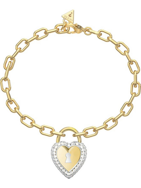Guess Love Bites Γυναικείο Βραχιόλι Αλυσίδα με Καρδιά από Ατσάλι Xρυσό με Ζιργκόν UBB06061JWYGRHL