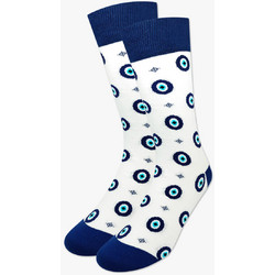 NODO Pattern Eyes Βαμβακερές Ανδρικές Κάλτσες Ψηλές με Σχέδια Navy Μπλε S11687