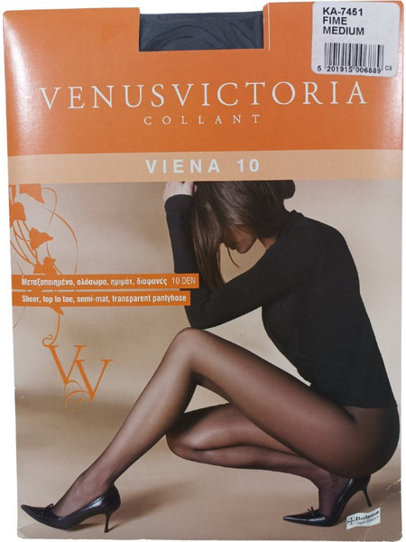 Venus Victoria Viena Καλσόν 10 Den Φιμέ Μαύρο KA7451