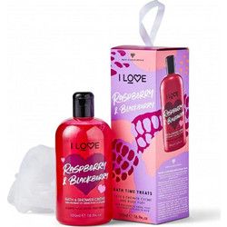 I Love Raspberry & Blackberry Hydrating Shower Gel 500ml + Body Sponge