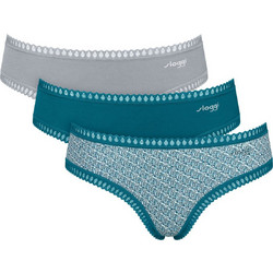 Sloggi Go Crush Βαμβακερά Γυναικεία Slip με Δαντέλα 3Pack 10219671-V022