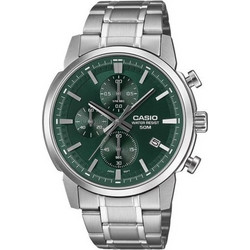 Casio Ανδρικό Ρολόι Χρονογράφος με Ασημί Μεταλλικό Μπρασελέ MTP-E510D-3A