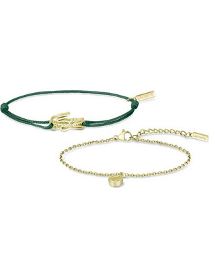Lacoste Σετ Γυναικεία Βραχιόλια Αλυσίδες από Δέρμα & Ατσάλι Επιχρυσωμένα 2070060 2τμχ