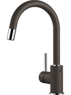 Blanco Mida-S 521461 Μπαταρία Κουζίνας Πάγκου Διπλής Παροχής Ανάμεικτη με Ντουζ Καφέ