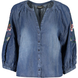 Desigual Γυναικείο Πουκάμισο 3/4 Τζιν Navy Μπλε 26SWBW16