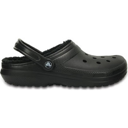 Crocs Ανατομικές Χειμερινές Παιδικές Παντόφλες με Γούνα Μαύρες 207009-060