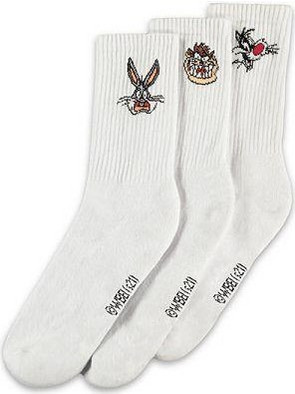 Difuzed Looney Tunes Ανδρικές Κάλτσες Ψηλές με Σχέδια Λευκές 3Pack 8718526133097