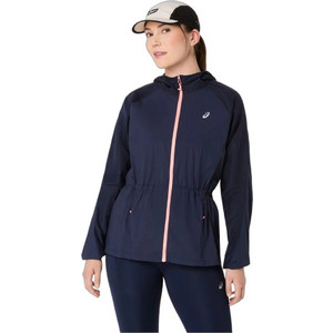 ASICS Road Packable Αθλητικό Γυναικείο Μπουφάν Softshell Μακρύ Αντιανεμικό Navy Μπλε 2012D076-400