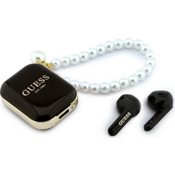 Guess TWS Pearl Strap Ακουστικά Bluetooth In Ear Ανθεκτικά στο Νερό Black