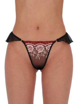 Passion Dianta Γυναικείο Sexy String με Δαντέλα Μαύρο
