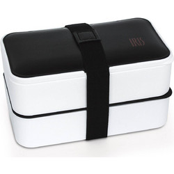IRIS Barcelona Bento Lunchbox Σετ Δοχείο Φαγητού Πλαστικό Κατάλληλο για Φούρνο Μικροκυμάτων 1.35lt Λευκό Μαύρο