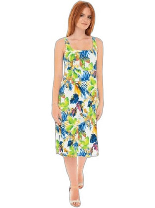 Billy's Fashion Midi Καλοκαιρινό Καθημερινό Φόρεμα Μεταξωτό Λευκό 25042-4