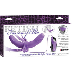 Pipedream Fetish Fantasy Elite Harness Strap On με Διπλό Dildo & Δόνηση Μωβ PD4540-12