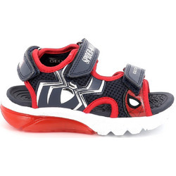 Geox Spider-Man Παιδικά Πέδιλα για Αγόρι Ανατομικά με Φωτάκια Μαύρα Κόκκινα J65MXB014CEC0735