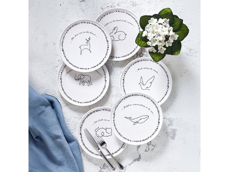 Stewe Home Ζωάκια Πιάτα Γλυκού Πορσελάνης 20cm 6τμχ STE-004027-P4027