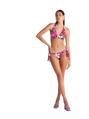 BLU4U Bikini Set Τριγωνάκι Floral Σοκολατί Φούξια 25357701D-11
