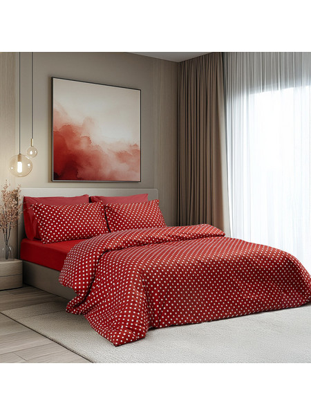Beauty Home Σετ Πάπλωμα Υπέρδιπλο 220x240 Art 10101 Fancy Κόκκινο
