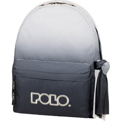 Polo Original Double Scarf Gradient Σχολική Τσάντα Πλάτης Γυμνασίου - Λυκείου Λευκή Μαύρη 901162-8413