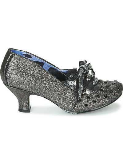 Irregular Choice Γόβες Δερμάτινες με Λεπτό Χαμηλό Τακούνι & Φιόγκο Ασημί 4136-65-B