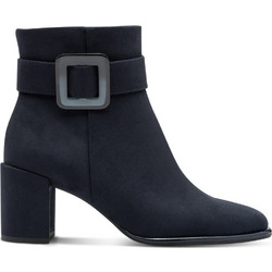 Marco Tozzi Γυναικεία Μποτάκια Αστραγάλου Suede Navy Μπλε με Χοντρό Χαμηλό Τακούνι 2-25338-43-888