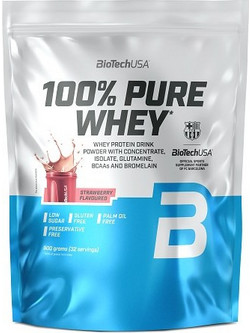 Biotech USA 100% Pure Whey Strawberry Πρωτεΐνη Ορού Γάλακτος Γράμμωσης Χωρίς Γλουτένη 900gr